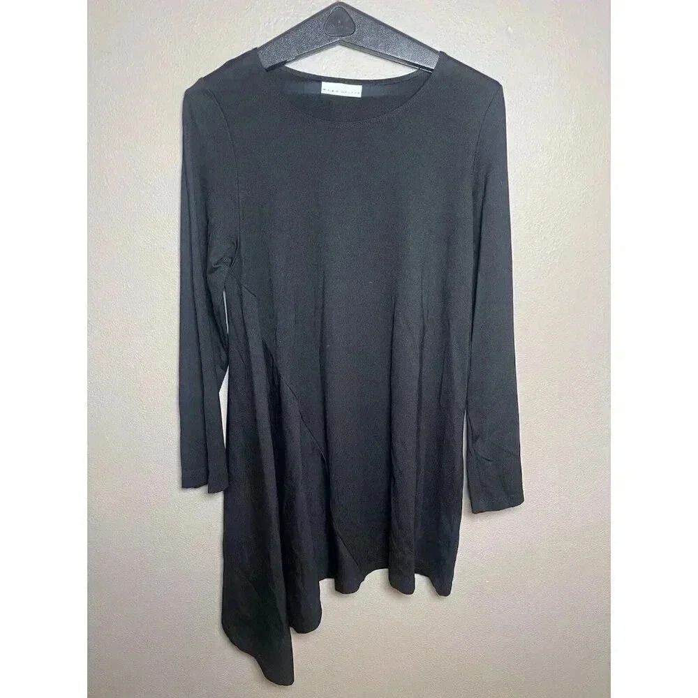Bryn Walker Dress Tunic Sz Small Black Modern Modal Knit Asymmetrical